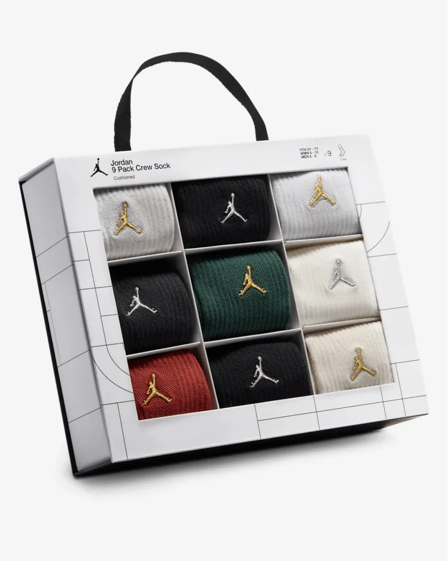 Пакет шкарпеток Nike Air Jordan Holiday 9-Pack Crew Gift Box BJ0810-X58
