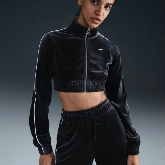 Кофта Nike Sportswear Collection Cropped Velour Full-Zip Top FZ3679-010