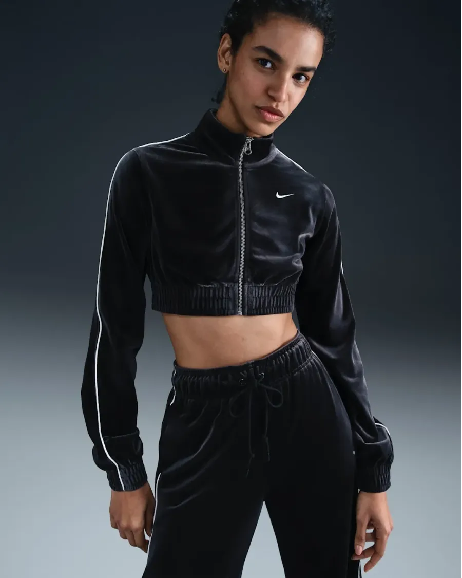 Кофта Nike Sportswear Collection Cropped Velour Full-Zip Top FZ3679-010