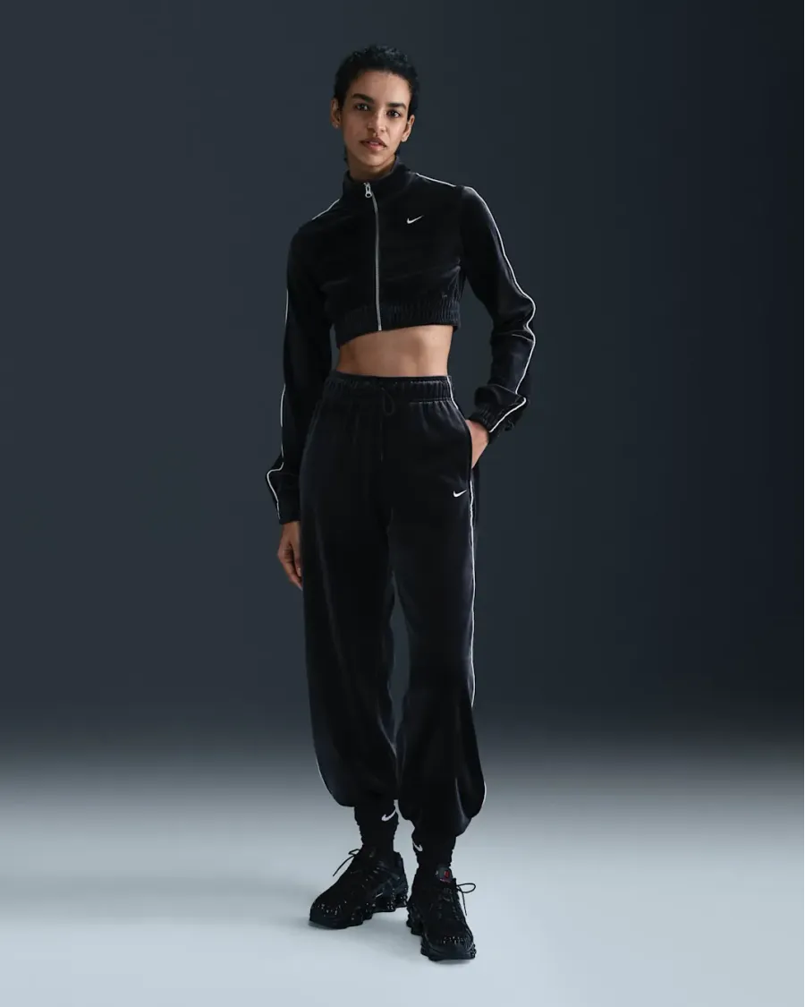 Кофта Nike Sportswear Collection Cropped Velour Full-Zip Top FZ3679-010