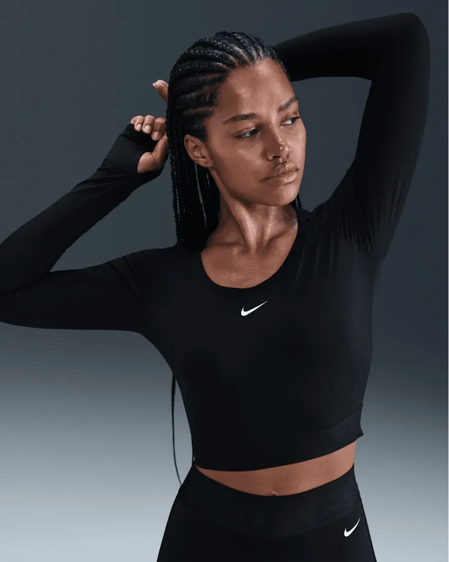 Лонгслів Nike Pro Dri-FIT Cropped Shine HV9992-010