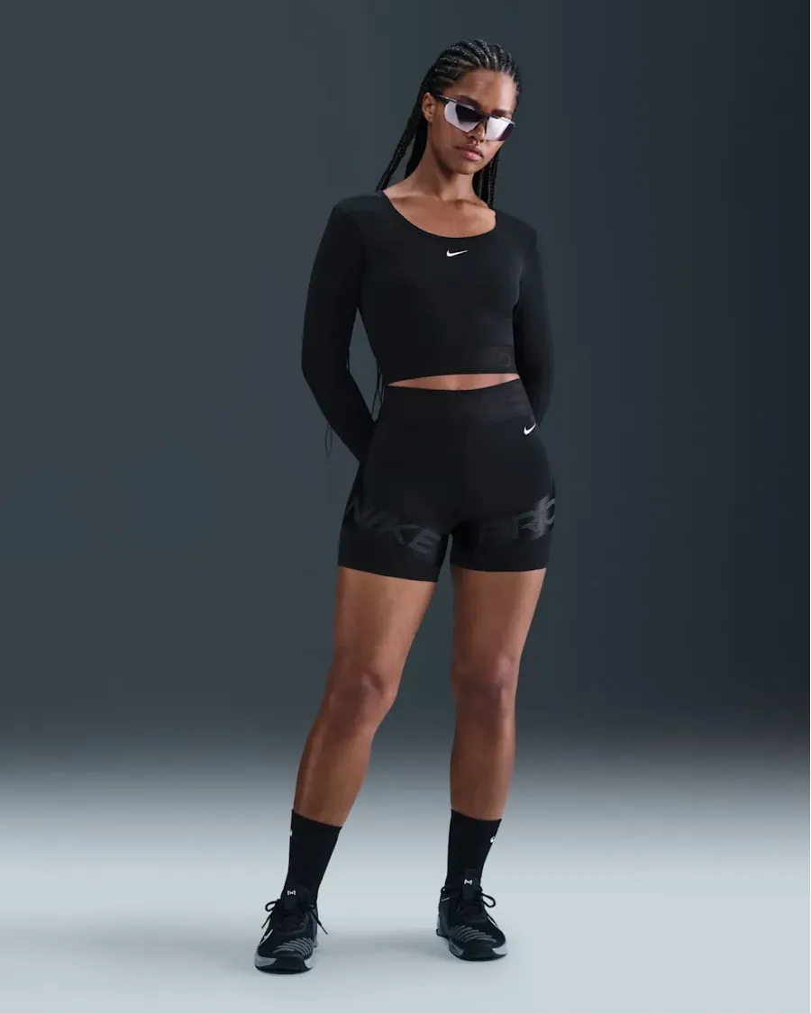 Лонгслів Nike Pro Dri-FIT Cropped Shine HV9992-010